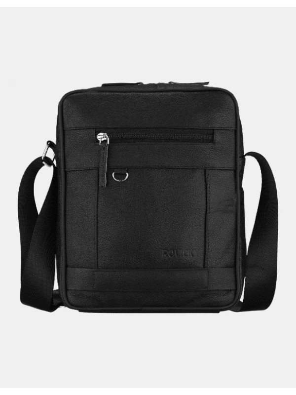 Večja moška usnjena torba Rovicky Rexton črna